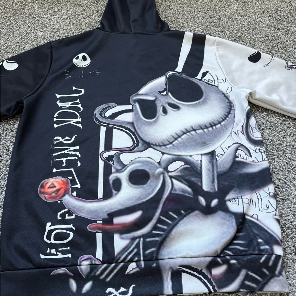 Jack Skellington Men's Hoodie‎ Black White Size Small Nightmare Before Christmas - Picture 4 of 9